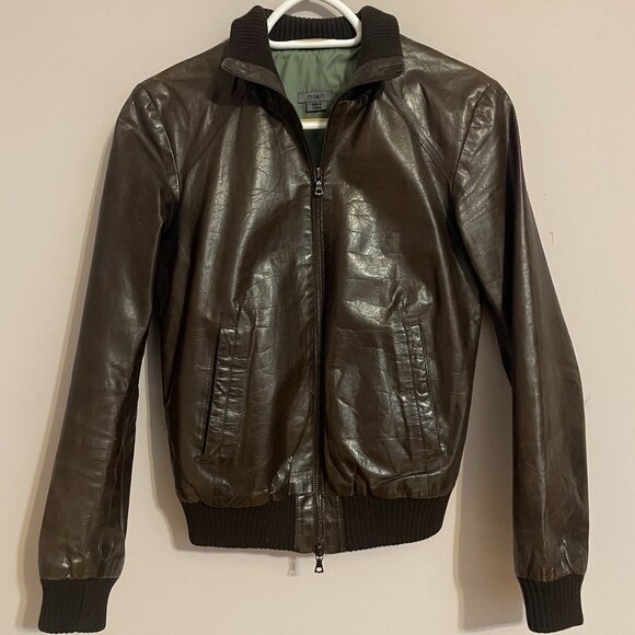m0851 women's light leather bomber jacket espresso dark brown 0 XS - Picture 1 of 4